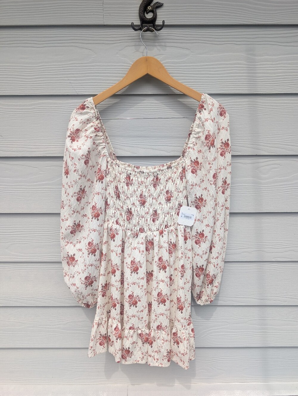 Altar'd State Dress NWT Size M floral long puff sleeves smocking at back Cottage